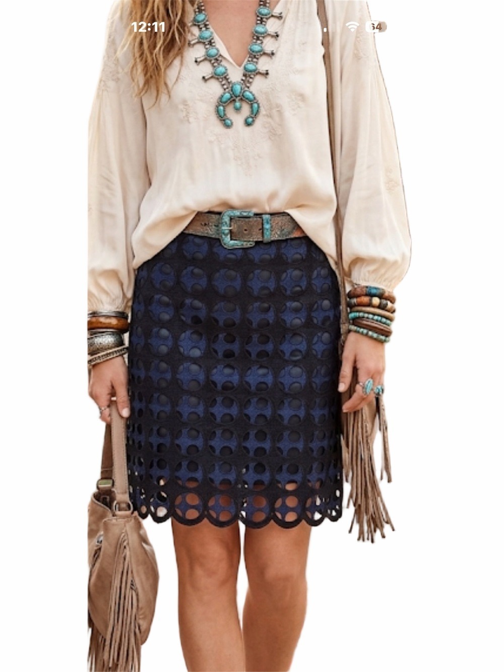 Akris Punto Eyelet Laser Cut Lace Layered Mini Skirt Nero-Blu Mare Size 6 NWOT
